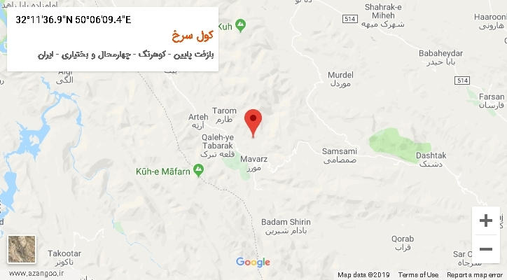 روستای کول سرخ بر روی نقشه