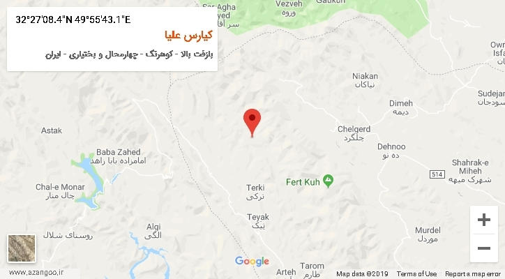 روستای کیارس علیا بر روی نقشه
