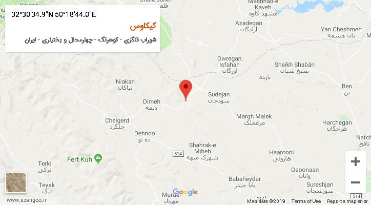 روستای کیکاوس بر روی نقشه