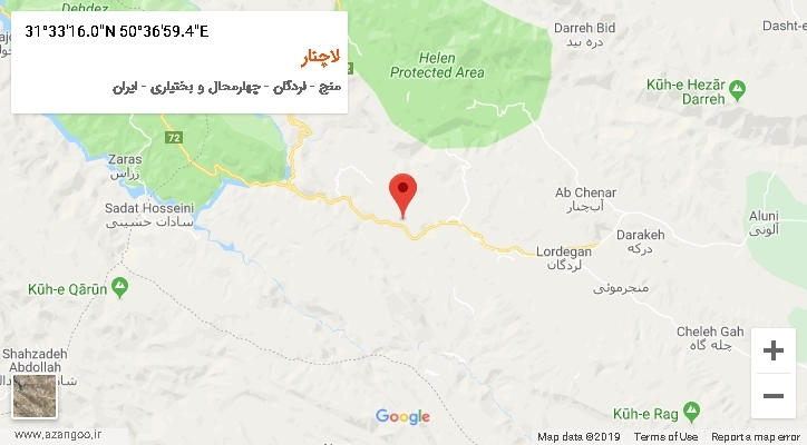 روستای لاچنار بر روی نقشه
