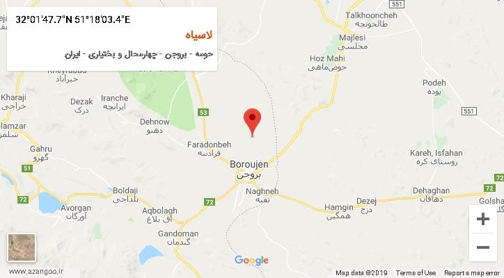 روستای لاسیاه بر روی نقشه