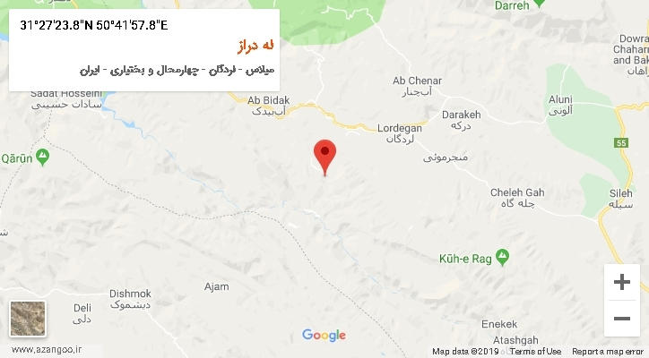 روستای له دراز بر روی نقشه