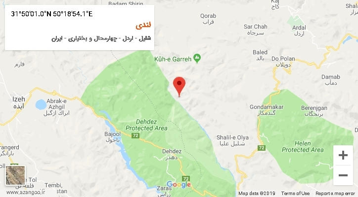 روستای لندی بر روی نقشه