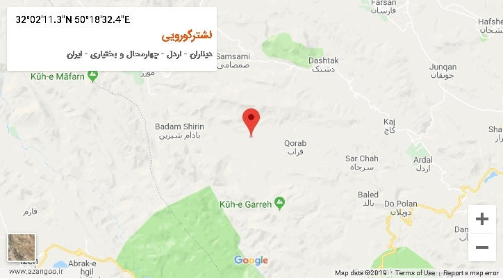 روستای لشترگورویی بر روی نقشه