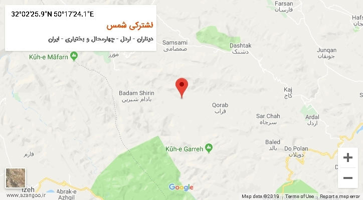 روستای لشترکی شمس بر روی نقشه