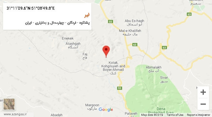 روستای لیر بر روی نقشه