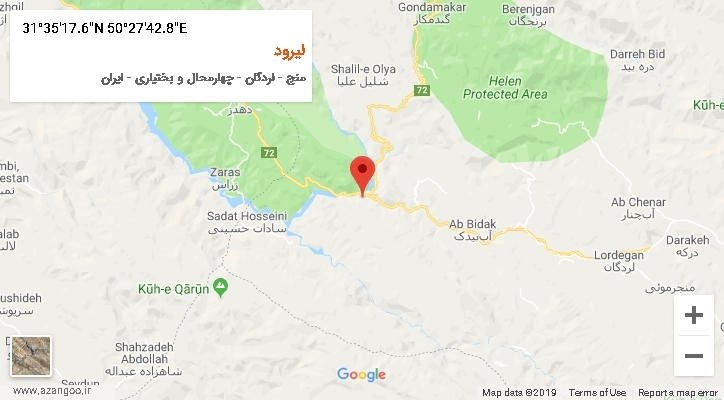 روستای لیرود بر روی نقشه