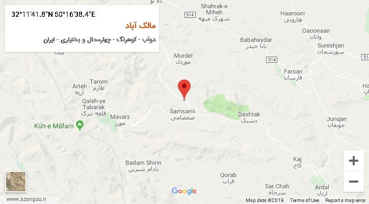 روستای مالک آباد بر روی نقشه