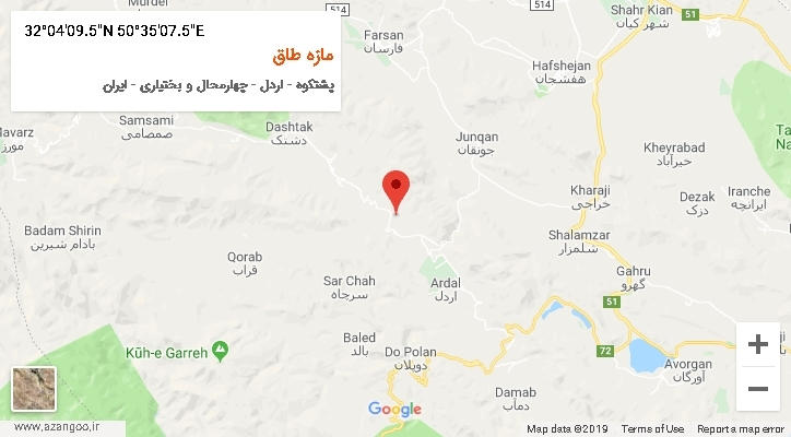 روستای مازه طاق بر روی نقشه
