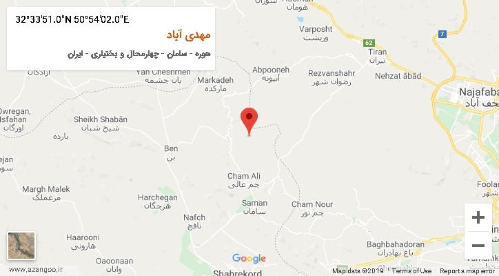 روستای مهدی آباد بر روی نقشه