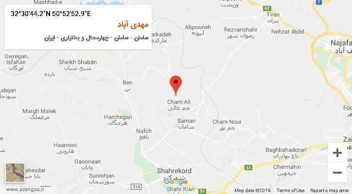 روستای مهدی آباد بر روی نقشه