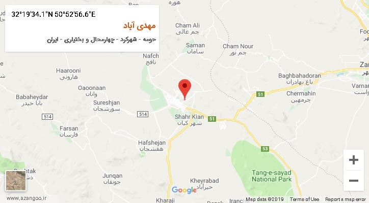 روستای مهدی آباد بر روی نقشه