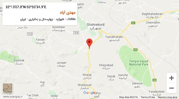 روستای مهدی آباد بر روی نقشه