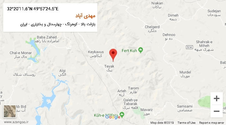 روستای مهدی آباد بر روی نقشه