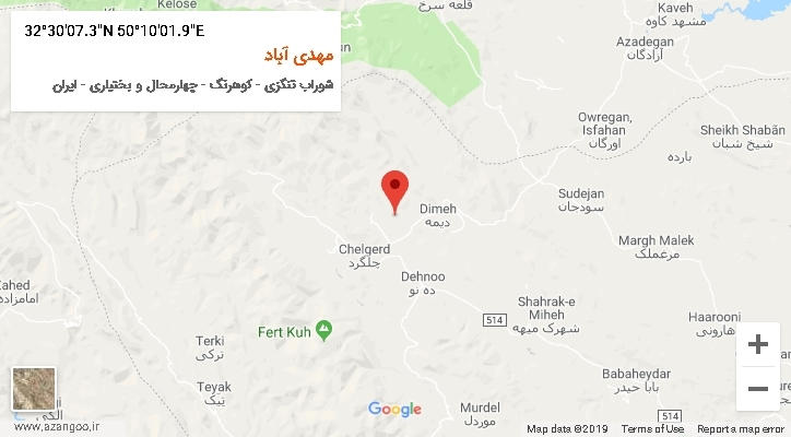 روستای مهدی آباد بر روی نقشه