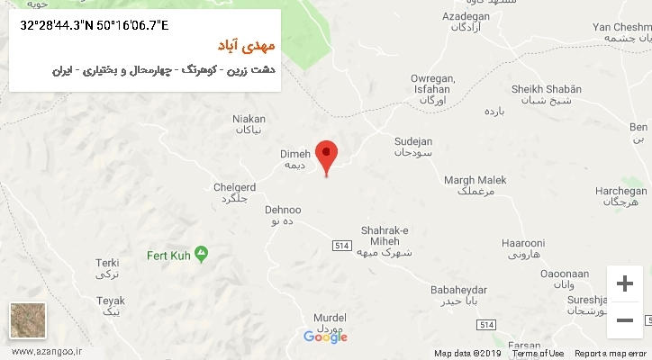 روستای مهدی آباد بر روی نقشه