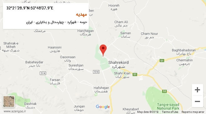 روستای مهدیه بر روی نقشه