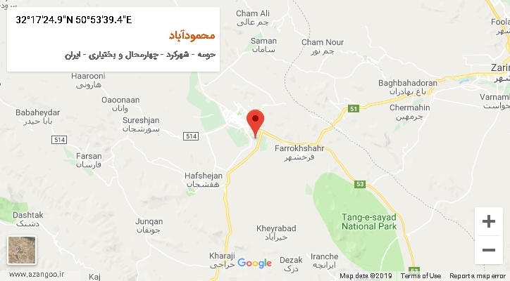 روستای محمودآباد بر روی نقشه