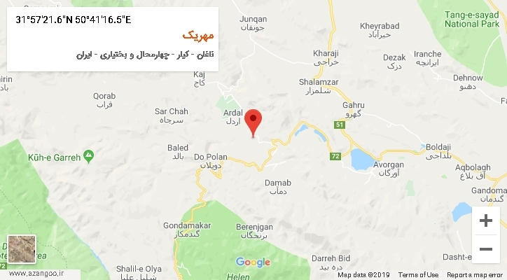 روستای مهریک بر روی نقشه