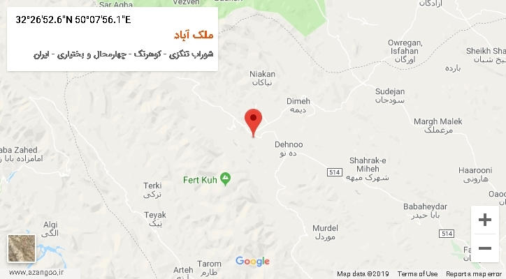 روستای ملک آباد بر روی نقشه