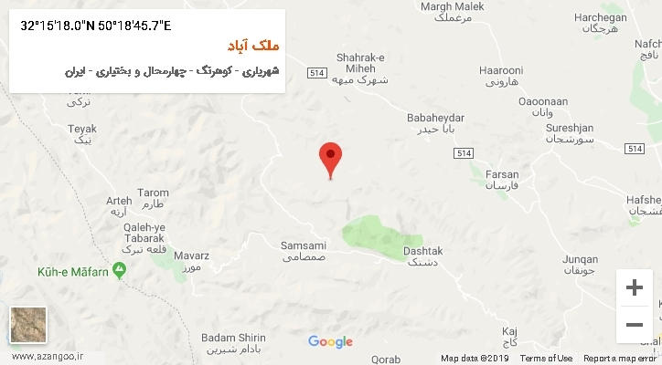 روستای ملک آباد بر روی نقشه