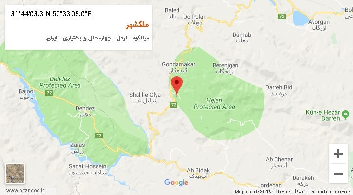 روستای ملکشیر بر روی نقشه