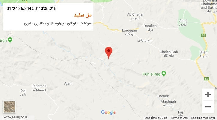 روستای مل سفید بر روی نقشه