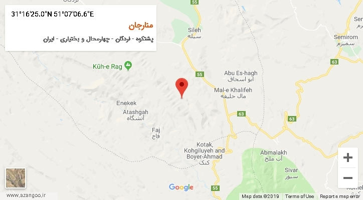 روستای منارجان بر روی نقشه