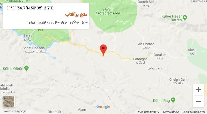 روستای منج برآفتاب بر روی نقشه