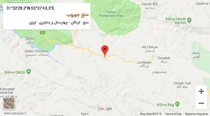 روستای منج جهروب بر روی نقشه