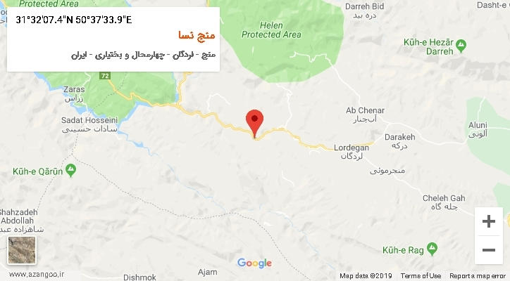 روستای منج نسا بر روی نقشه