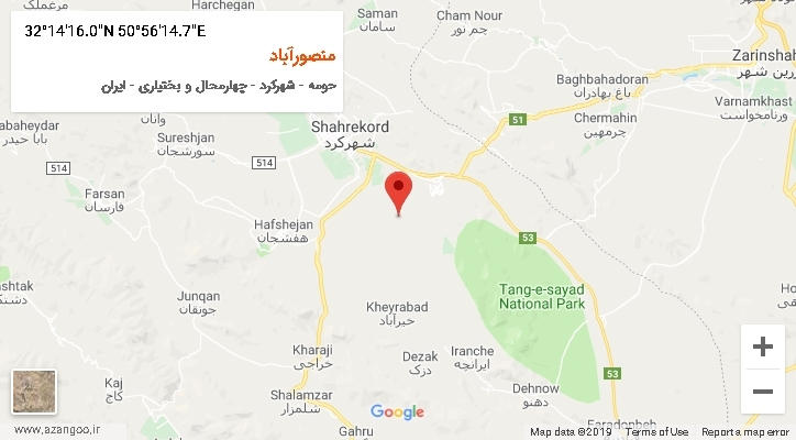 روستای منصورآباد بر روی نقشه