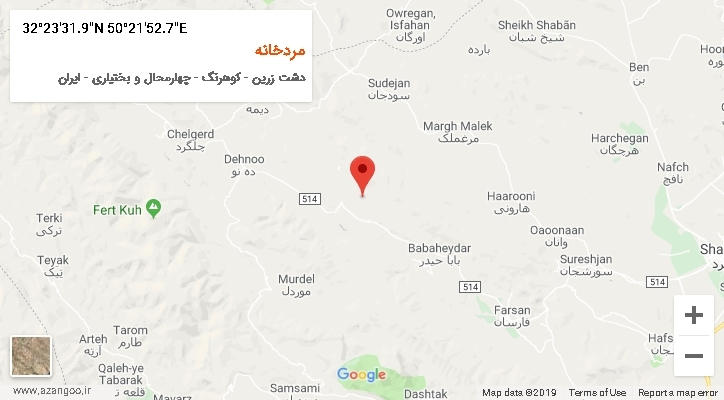 روستای مردخانه بر روی نقشه