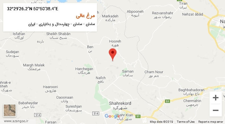 روستای مرغ عالی بر روی نقشه