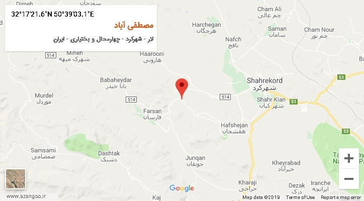 روستای مصطفی آباد بر روی نقشه