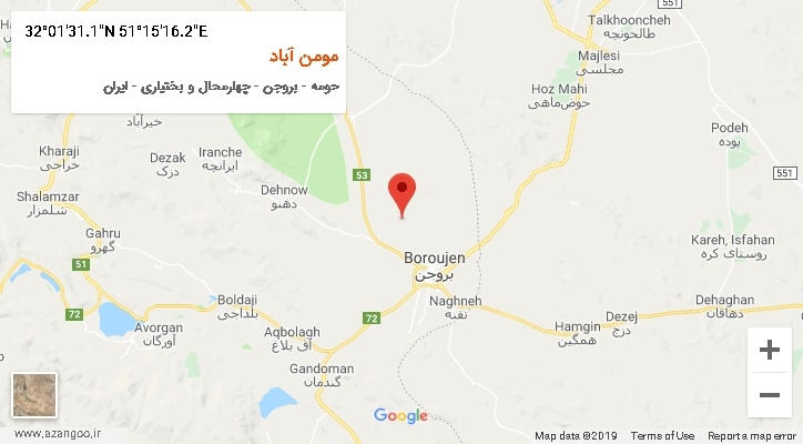روستای مومن آباد بر روی نقشه