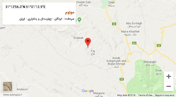 روستای مونوم بر روی نقشه