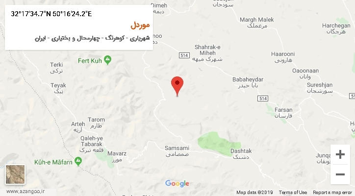 روستای موردل بر روی نقشه