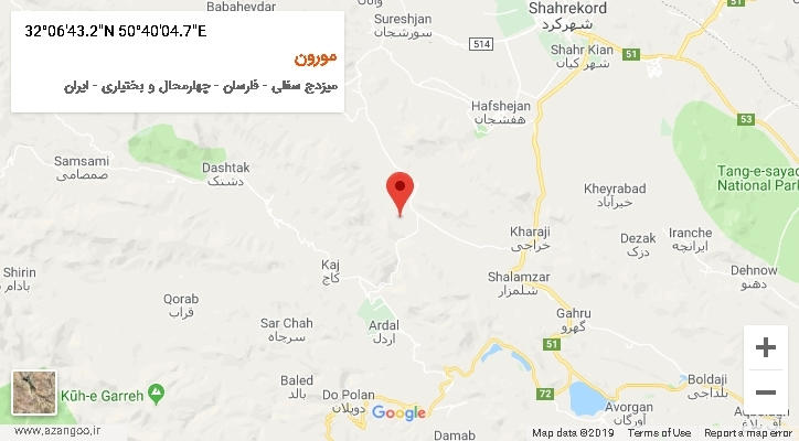 روستای مورون بر روی نقشه