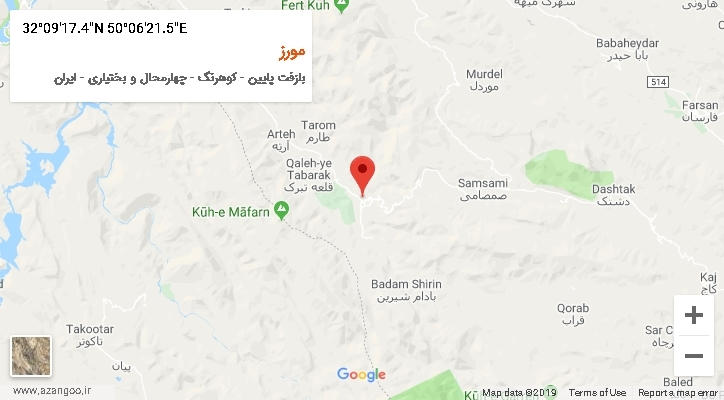 روستای مورز بر روی نقشه