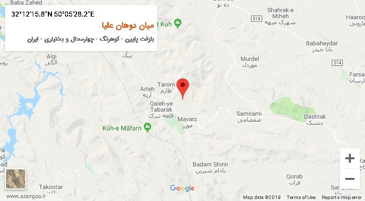 روستای میان دوهان علیا بر روی نقشه