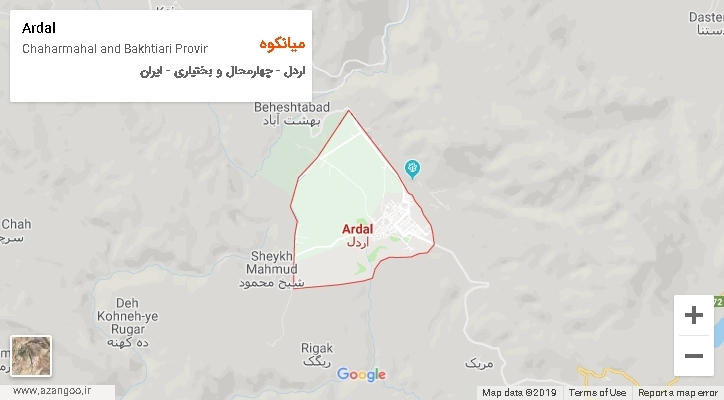 دهستان میانکوه بر روی نقشه