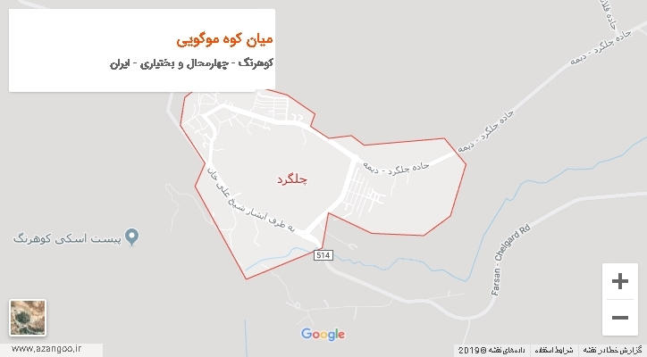 دهستان میان کوه موگویی بر روی نقشه