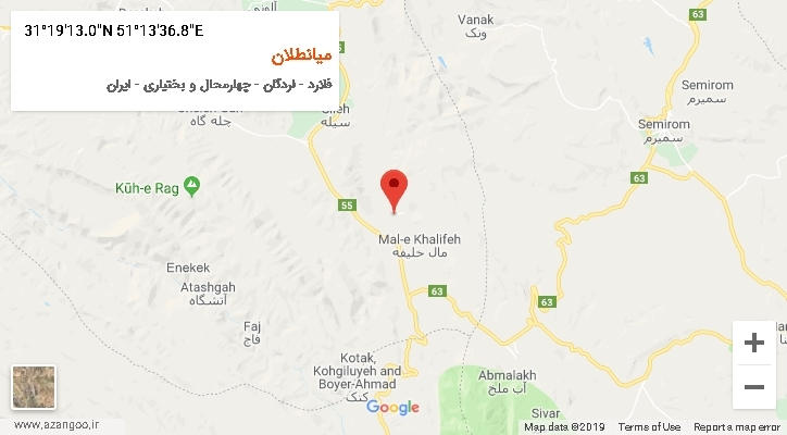 روستای میانطلان بر روی نقشه