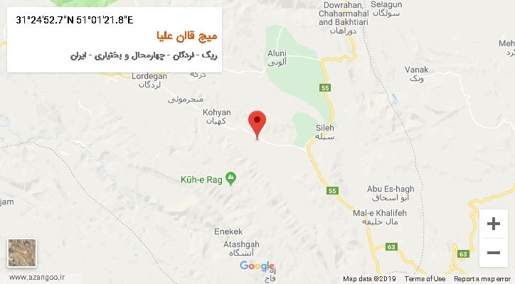 روستای میج قاان علیا بر روی نقشه