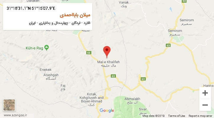 روستای میلان بابااحمدی بر روی نقشه