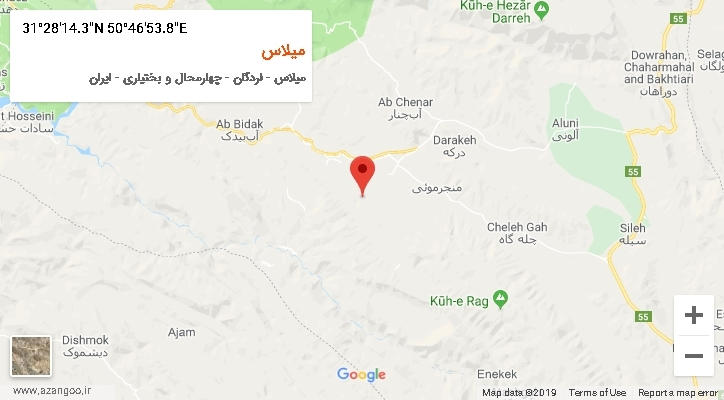 روستای میلاس بر روی نقشه
