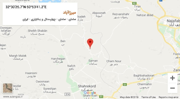 روستای میرزاآباد بر روی نقشه