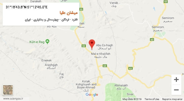 روستای میشان علیا بر روی نقشه