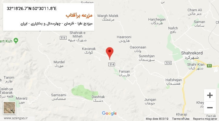 روستای مزرعه برآفتاب بر روی نقشه